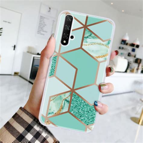 For Huawei Nova 5t Honor 20 Case Slim Geometric Marble Cute Girl Phone Cover Ebay