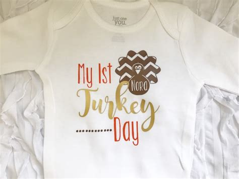 My First Turkey Day First Thanksgiving Bodysuit Gobble Etsy