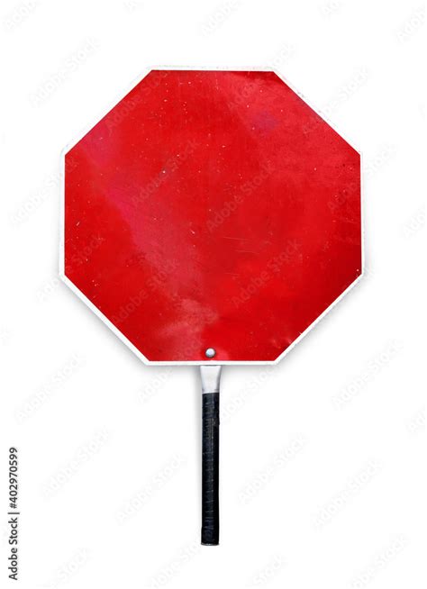 Blank Stop Sign Used For Traffic Control By Crossing Guards Police Or