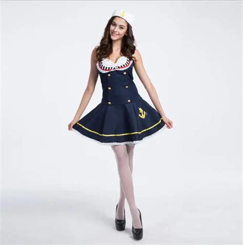 Adult Halloween Women Sexy Cute Sailor Costume Nautical Marine Navy