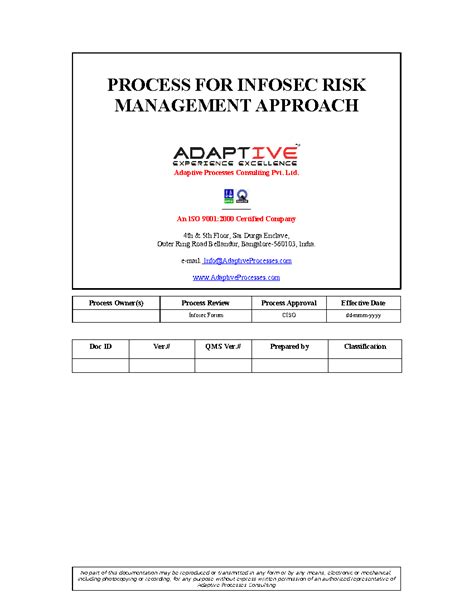 Word Template Infosec Risk Management Approach Page Word Document