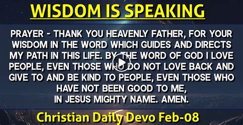 Christian Daily Devotional February 08 2023 Wisdom Is Speaking