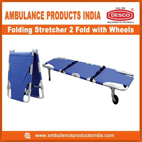 Folding Stretcher 2 Fold With Wheels Deluxe Scientific Surgico Pvt Ltd