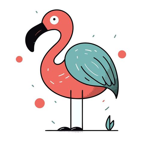 Flamingo Hand Drawn Vector Illustration In Doodle Style