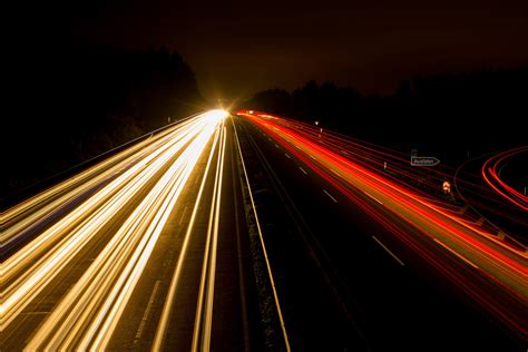 highway night photograph lights night lighting 4k HD Wallpaper