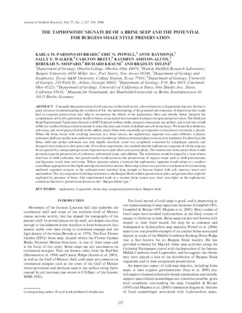 taphonomic signature   brine seep   potential  burgess
