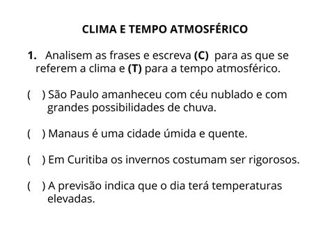 Clima E Tempo Atmosf Rico Planos De Aula Ano Geografia