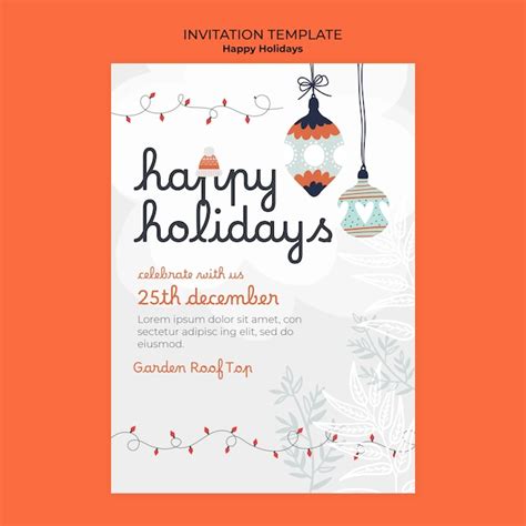 Premium PSD | Happy holidays invitation template