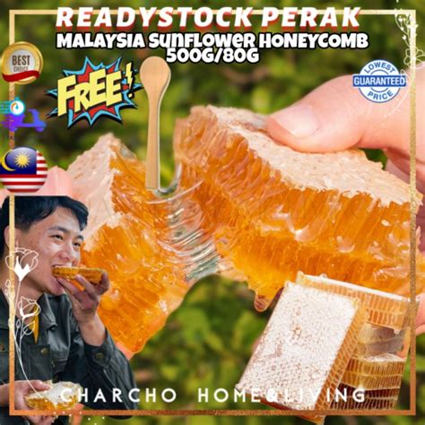 READYSTOCK HONEY COMB 80G 500G Flower Bee Nest Honey MADU HONEYCOMB