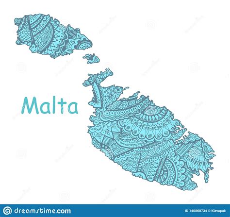 Mapa Texturizado Del Vector De Malta Modelo Exhausto Del Ethno De La