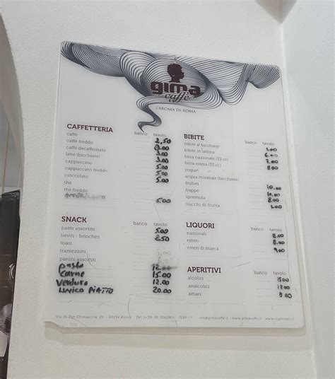 Menu Da Gran Caffe Fruit Coffee Ristorante Roma