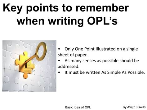 One Point Lesson Opl Basic Presentation Ppt