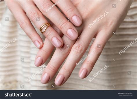 Woman Groomed Hands Nude Beige Pink Stock Photo Shutterstock