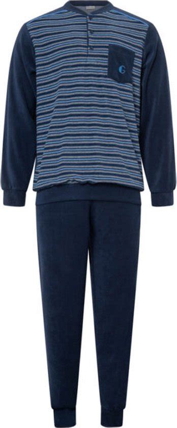 Gentlemen Badstof Heren Pyjama 4212 Knoopsluiting M Blauw Bol