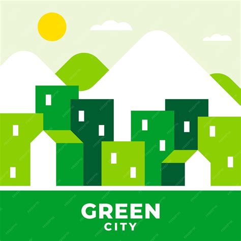 Plantilla De Diseño De Ilustración De La Ciudad Verde Vector Premium