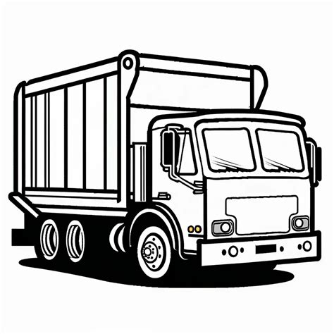 Garbage Truck Coloring Page Simple Line Art for Kids | AI Coloring ...