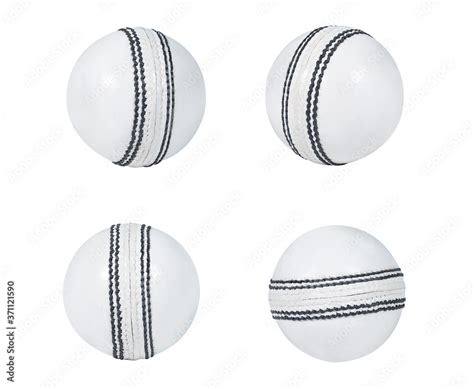 collection of leather Cricket ball hard thread stitch close-up isolated ...