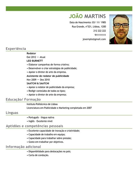 Modelo De Curriculum Copywriter Exemplo De Cv Redator Em Publicidade