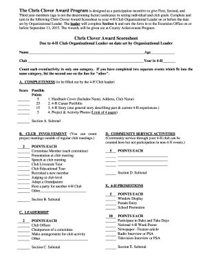 Fillable Online Extension Unl Chris Clover Award Application Docx