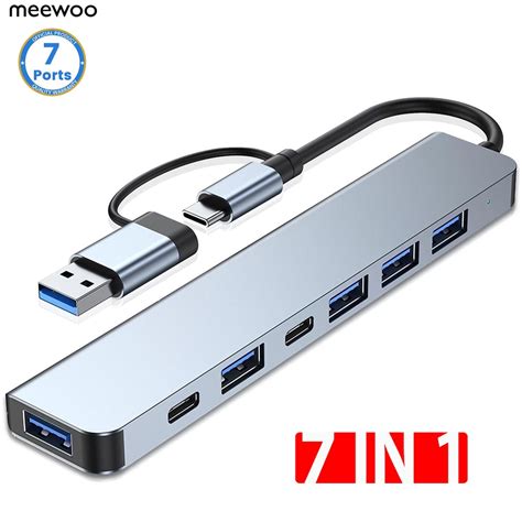 Meewoo USB C Hub USB Hub 7in1 USB Extender USB Splitter with 4*USB and ...