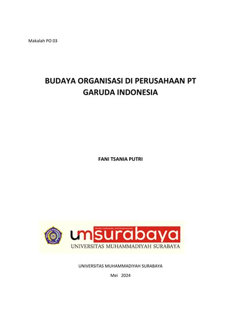 Pdf Budaya Organisasi Di Perusahaan Pt Garuda Indonesia