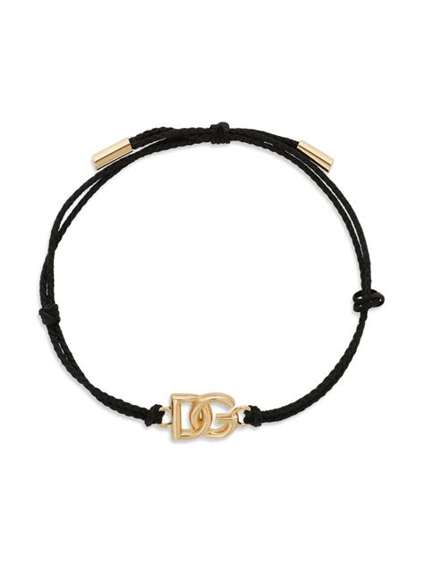 Dolce Gabbana DG Logo Charm Cord Bracelet Farfetch