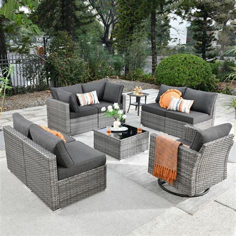 Reviews For HOOOWOOO Messi Gray 9 Piece Wicker Outdoor Patio