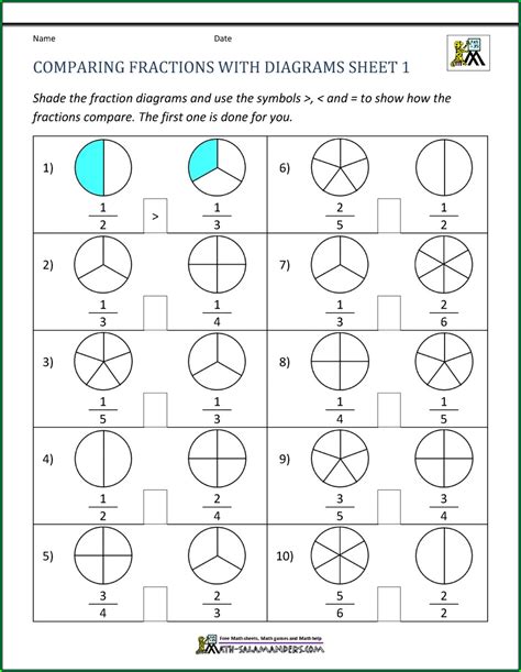 Comparing Fractions Using Benchmarks 4th Grade Worksheet Worksheet : Resume Examples