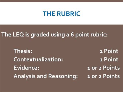 LONGESSAY QUESTION LEQ Boot Camp Information And Rubrics