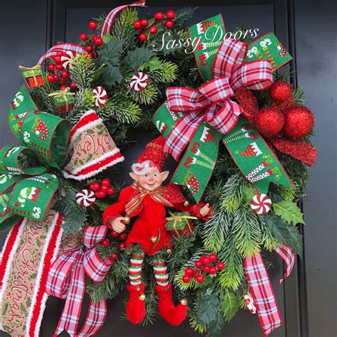 Elf Wreath, Christmas Wreath, Whimsical Wreath, Elf Front Door Wreath ...