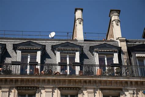 Typical Top Floor Balcony in Paris Stock Photo - Image of floor, flowers: 118533188