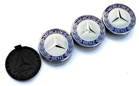 X For Mercedes Benz Alloy Wheel Centre Caps Mm Blue Hub Emblem Amg A