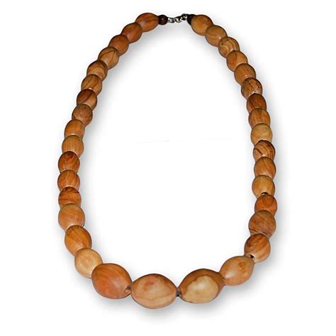 Handmade Olive Wood Natural Beaded Necklace Fair Trade Natural