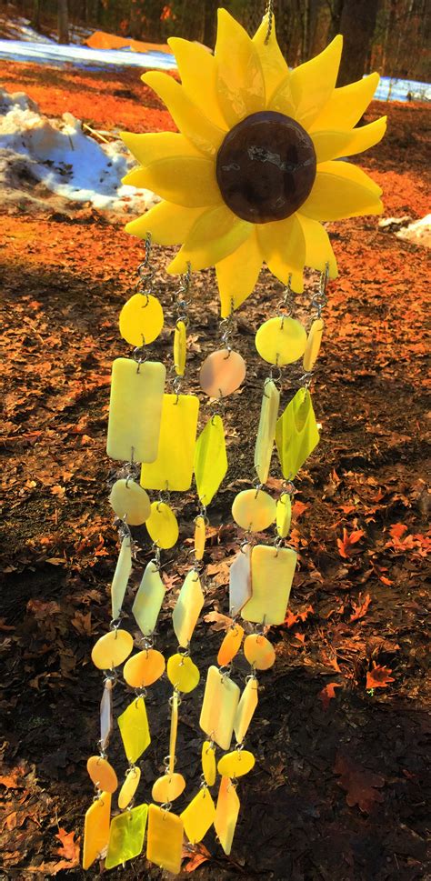 Wind Chime Stained Glass Sunflower Wind Chime Etsy