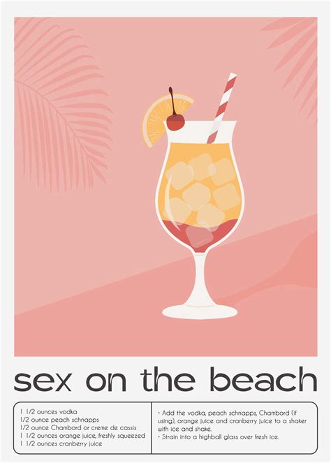 Sex On The Beach Tropical Cocktail Garnished With Orange And Cherry Classic Alcoholic Beverage