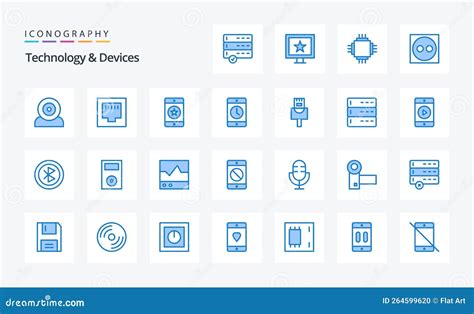 25 Devices Blue Icon Pack Stock Vector Illustration Of Network 264599620