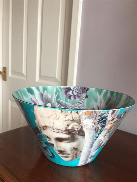 Stunning Handmade Decorated Glass Bowl Using Decoupage Techniques