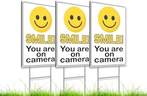 Pack Of 3 Funny Smile Youre On Camera Yard Signs With H