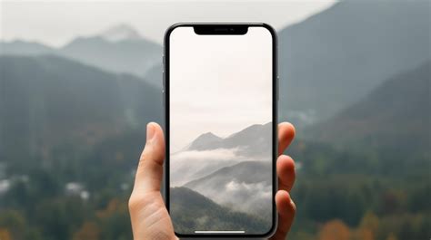 Pantalla En Blanco Plantilla De Smartphone En La Mano Con Paisaje