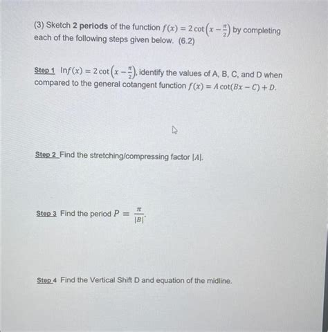 Solved Sketch Periods Of The Function F X Cot X Chegg