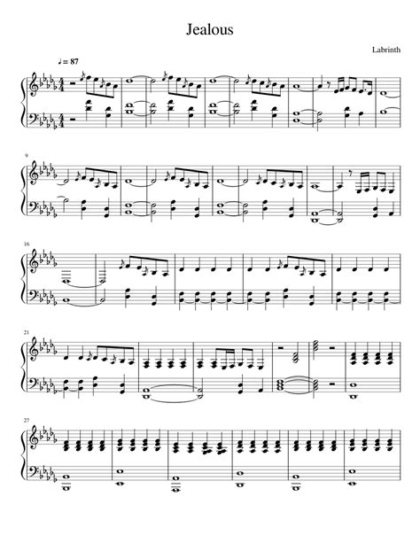 Jealous - Labrinth (piano accompaniment) sheet music for Piano download free in PDF or MIDI