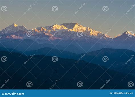 Kanchenjunga Mountain Against Sky at Morning Stock Photo - Image of ...