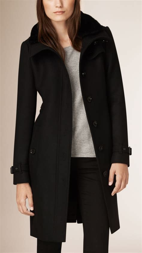 Wool Cashmere Coat With Detachable Shearling Collar Cashmere Coat