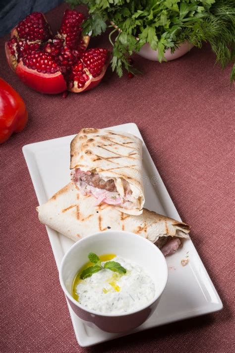 Shawarma Served On A Plate Stock Image Image Of Pita 178281705