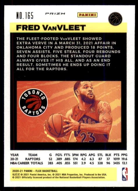 2020 21 Panini Flux Silver Cracked Ice Fred VanVleet Toronto Raptors