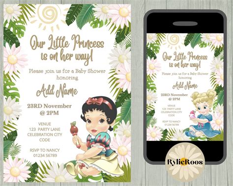 Snow White Baby Shower Invitation Girls Princess Baby Shower - Etsy