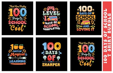 Premium Vector 100 Day Of School Colorful T Shirt Design Bundle