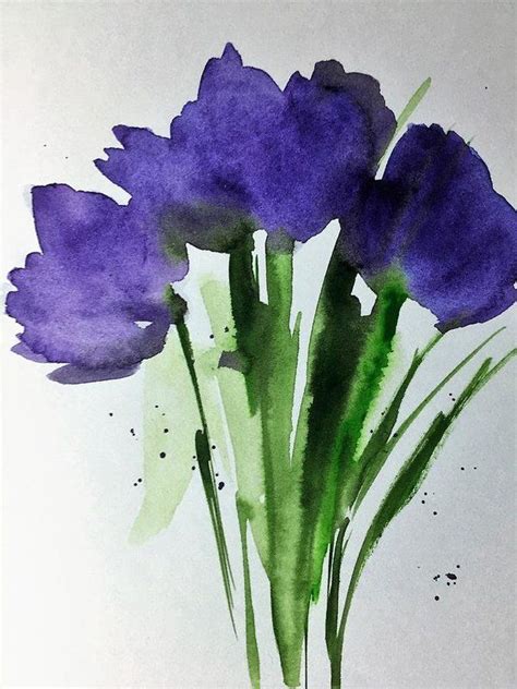 4 Purple Flowers Art Print By Britta Zehm Watercolor Flower Art