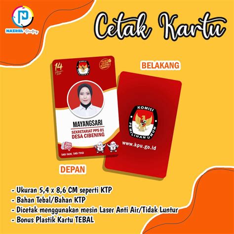 Jual Cetak ID Card Kartu PPK KPU Kecamatan Super Tebal Sehari Jadi