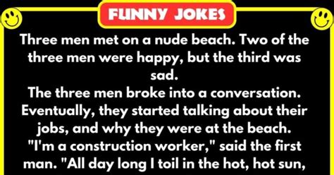FUNNY JOKES Three Men Met On A Nude Beach Jokes Of The Day